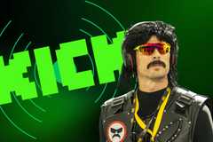 Dr DisRespect in front of the Kick logo