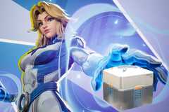 invisible woman reaching for a loot box in marvel rivals.